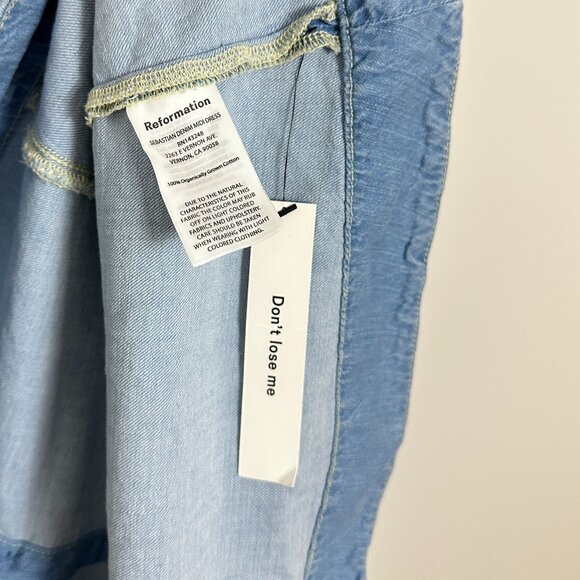 REFORMATION Sebastien Denim Midi Dress in Savannah Size US 6 NWT - Picture 8 of 12